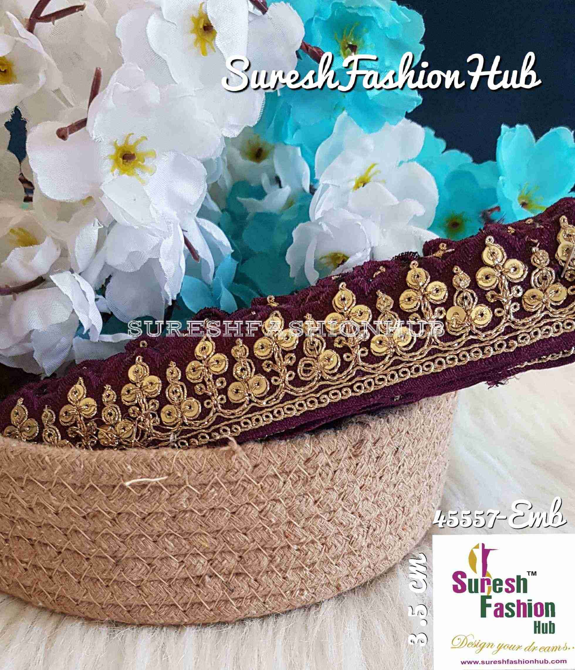 Sequenced Magenta Charming Embroidered Trim