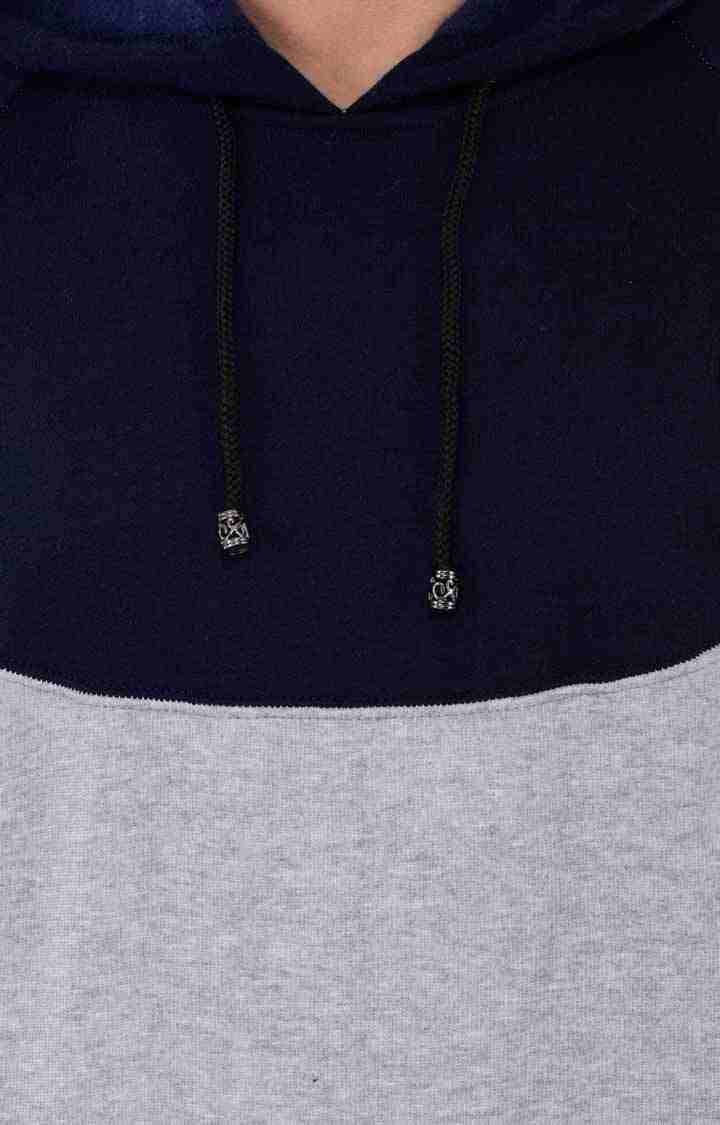 Men's Blue Acrylic Colourblock Hoodies