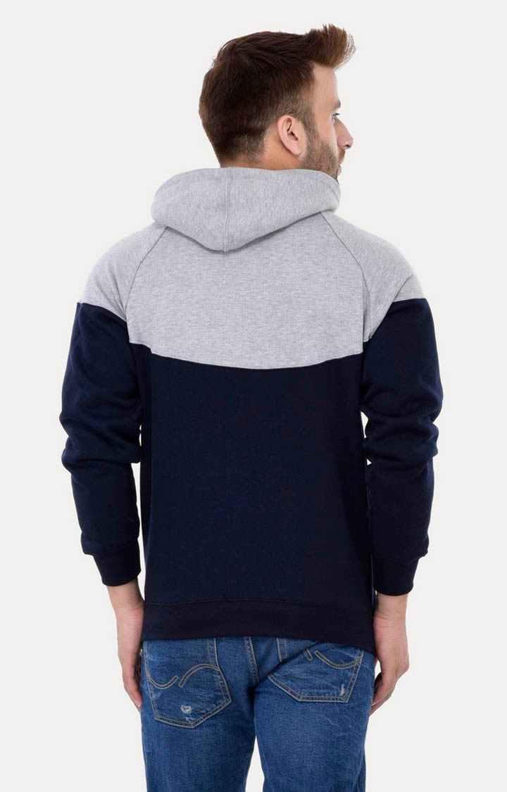 Men's Blue Acrylic Colourblock Hoodies