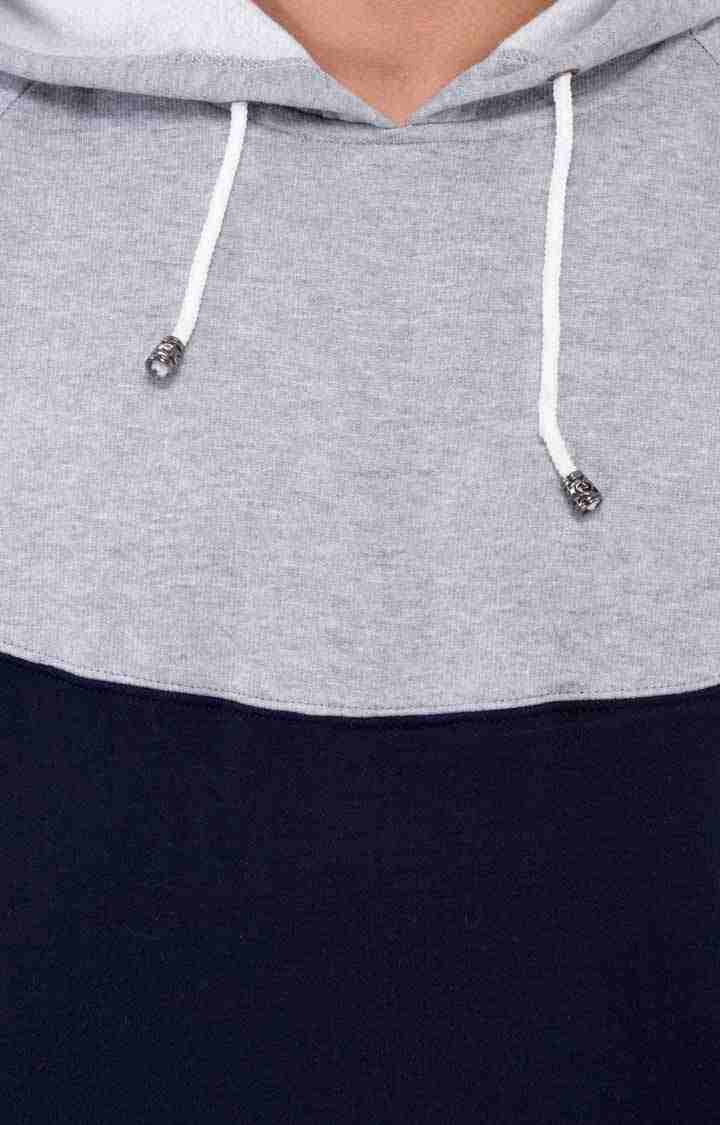 Men's Blue Acrylic Colourblock Hoodies