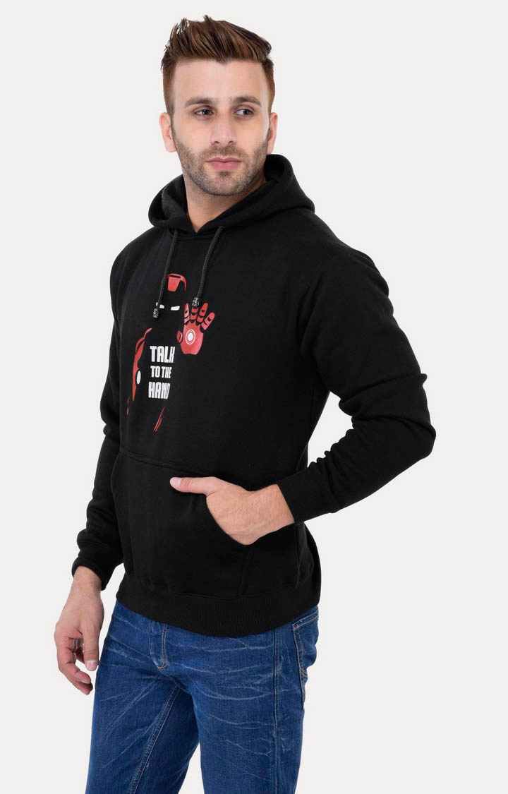 Men's Black Acrylic Printed Hoodies