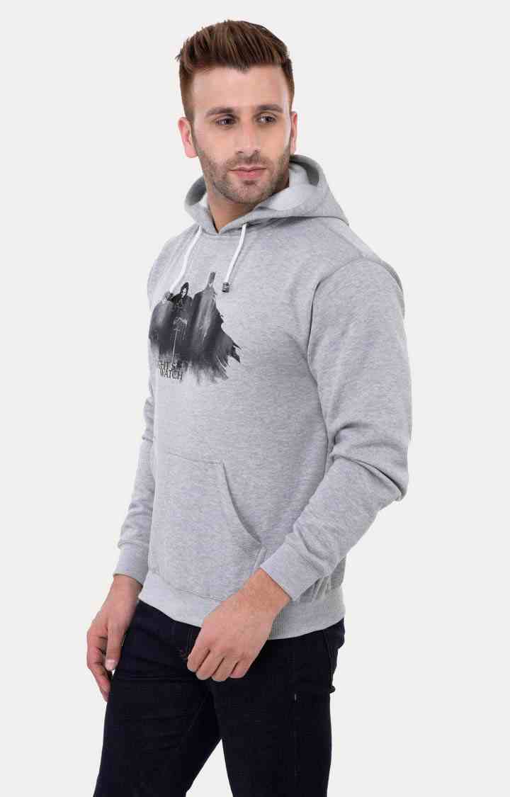Men's Grey Acrylic Printed Hoodies