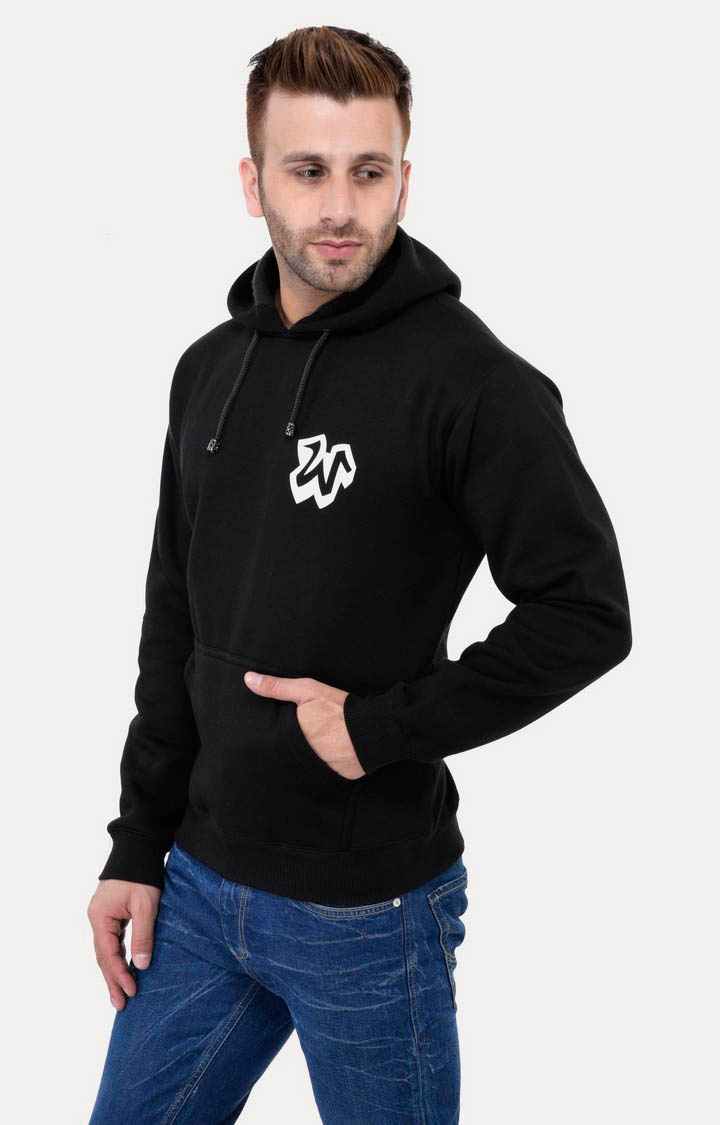Men's Black Acrylic Solid Hoodies