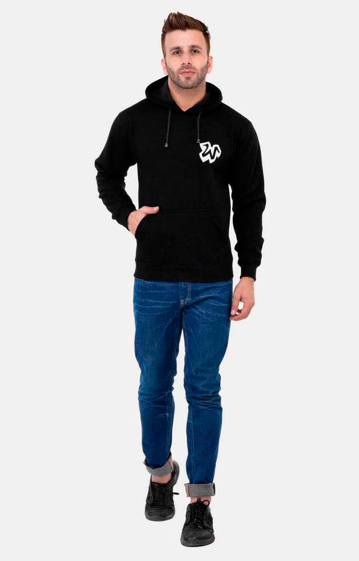 Men's Black Acrylic Solid Hoodies