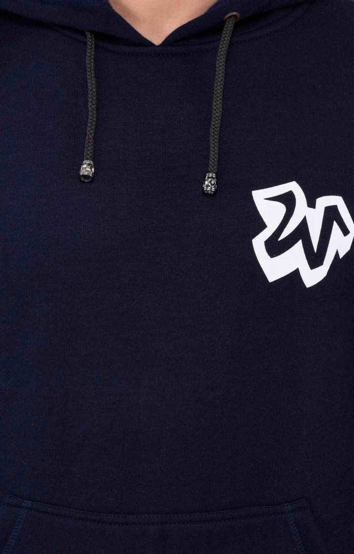 Men's Blue Acrylic Solid Hoodies