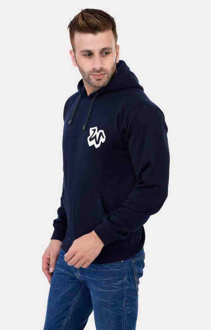 Men's Blue Acrylic Solid Hoodies