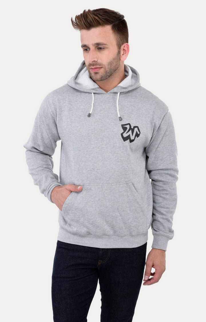 Weardo | Men's Grey Acrylic Melange Hoodies