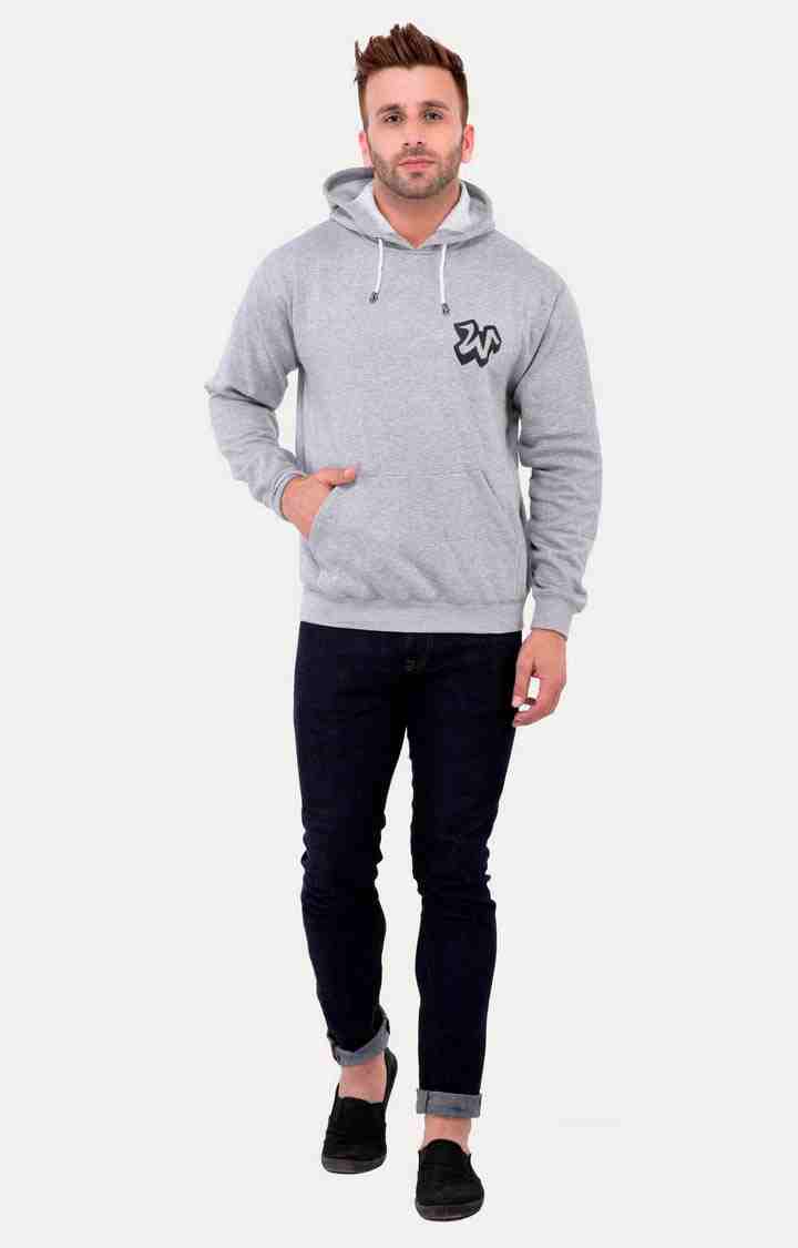 Men's Grey Acrylic Melange Hoodies
