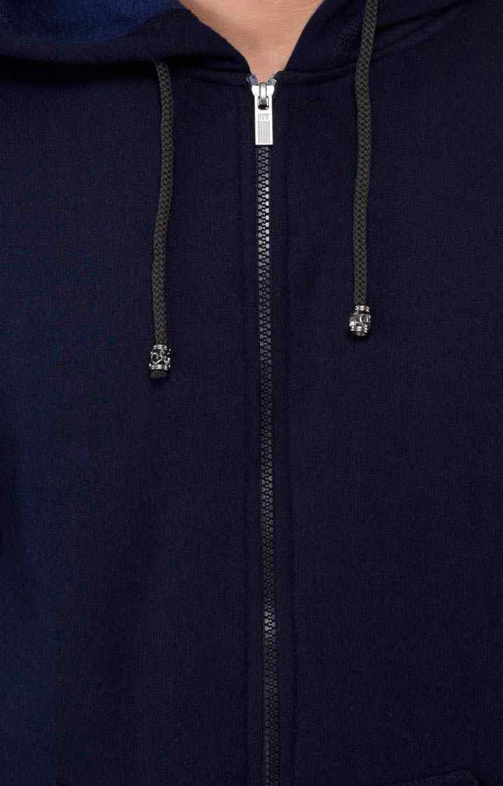 Men's Blue Acrylic Solid Hoodies