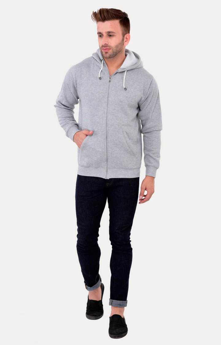Men's Grey Acrylic Melange Hoodies