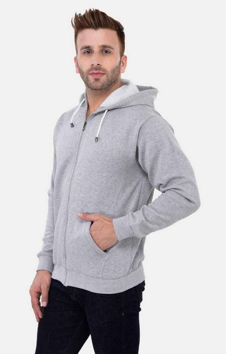 Men's Grey Acrylic Melange Hoodies