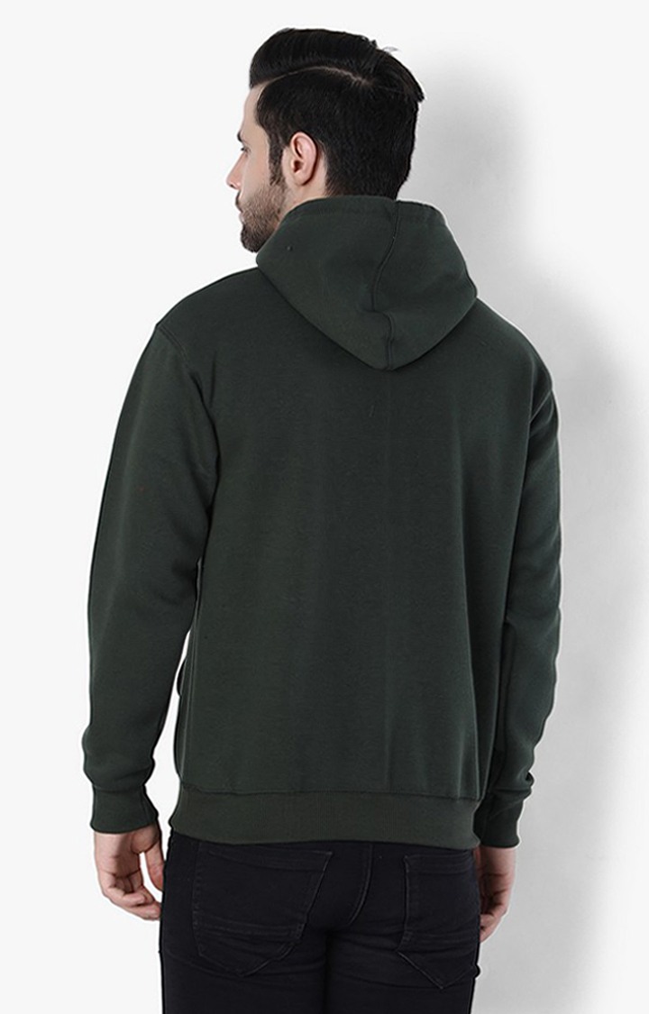 Weardo | Men's Green Fleece Printed Hoodies 3