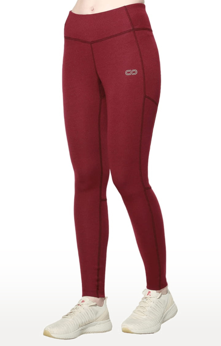 Women's Red Polyester Activewear Legging