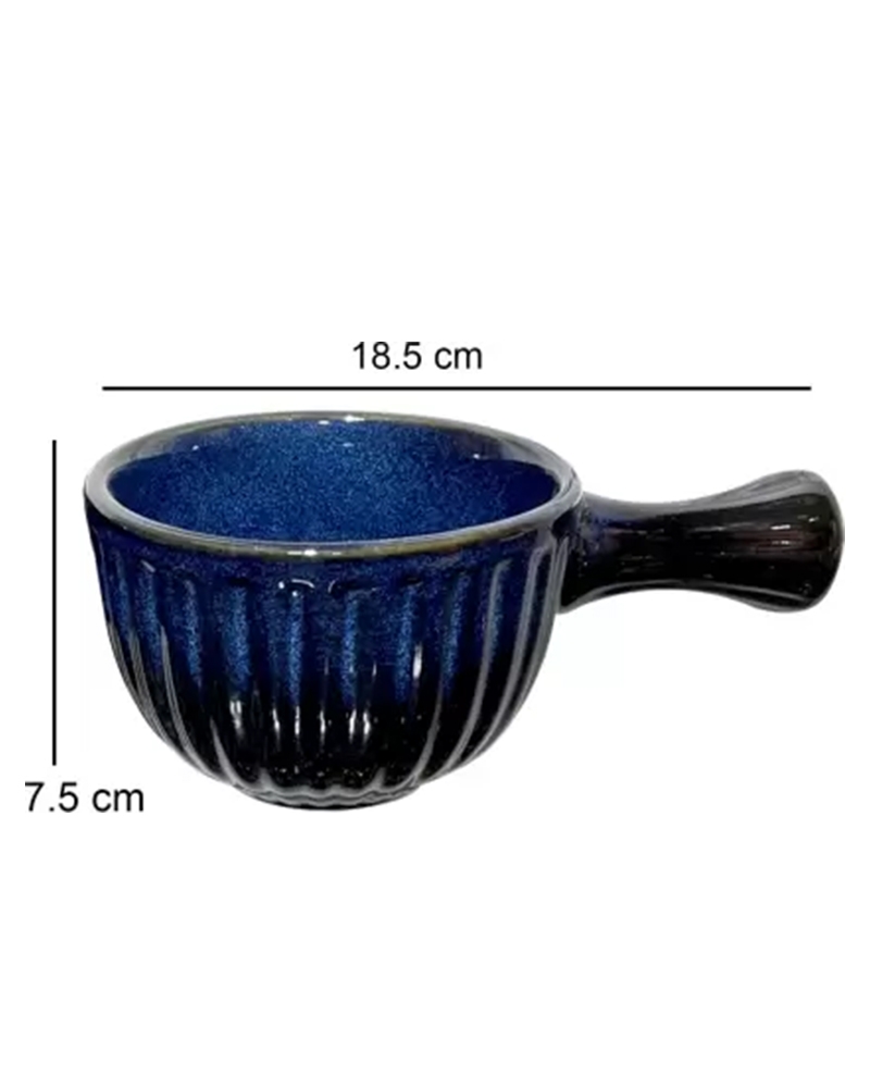Order Happiness | Order Happiness Ceramic Indigo Serving Bowl with Handle Blue Stoneware, Ceramic Serving Bowl Blue Colour 1