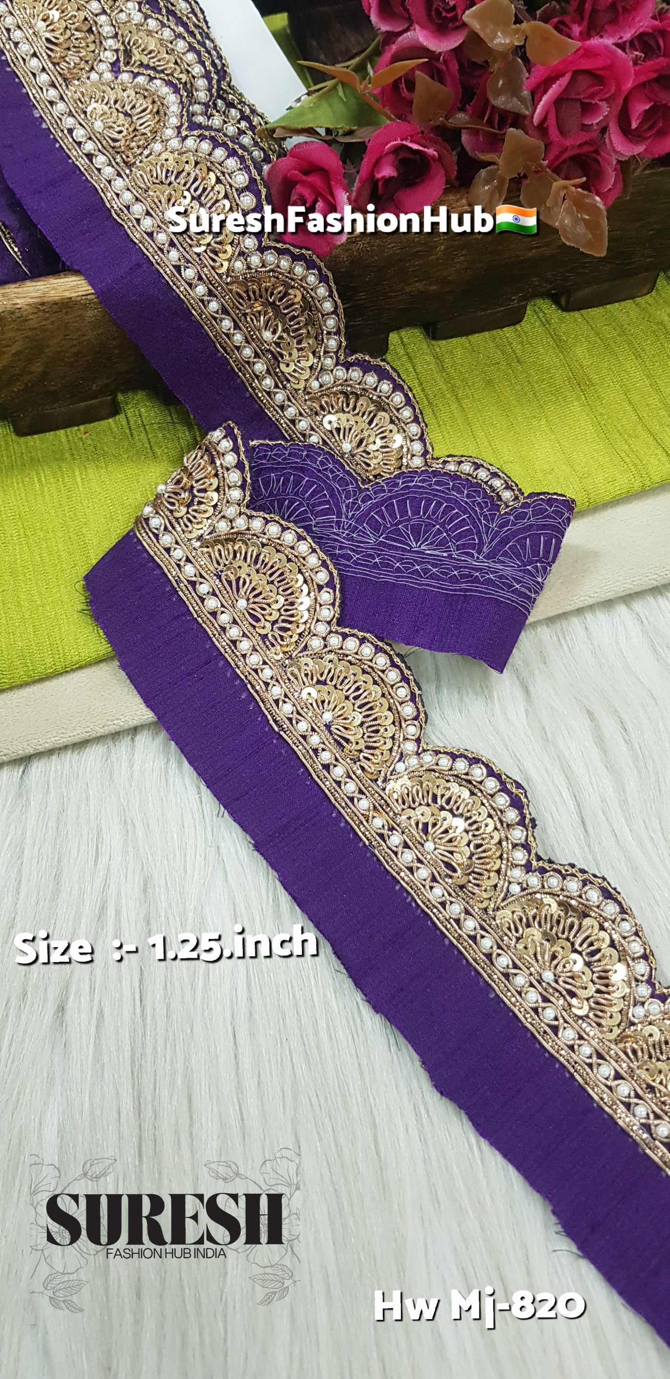 Wine ZariScallop Handmade Designer Border – Mj-820