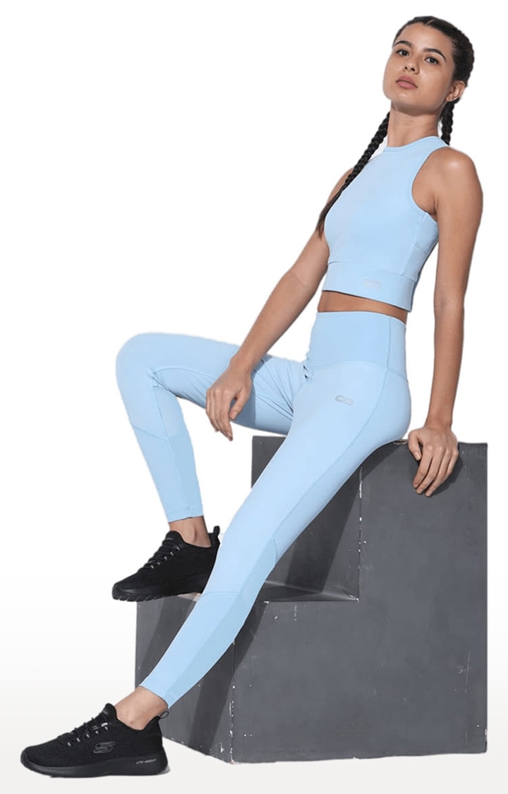 SilverTraq | Women's Blue Polyester Activewear Legging 1