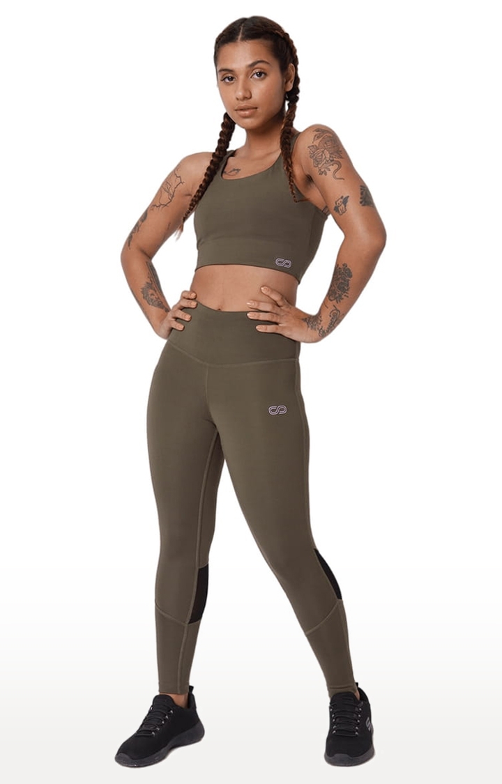 SilverTraq | Women's Green Polyester Activewear Legging 1