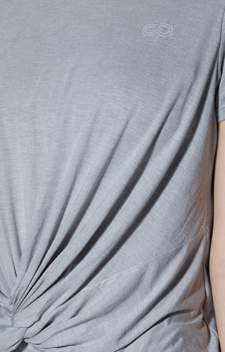 SilverTraq | Women's Grey Melange Viscose Melange Activewear T-Shirt 3