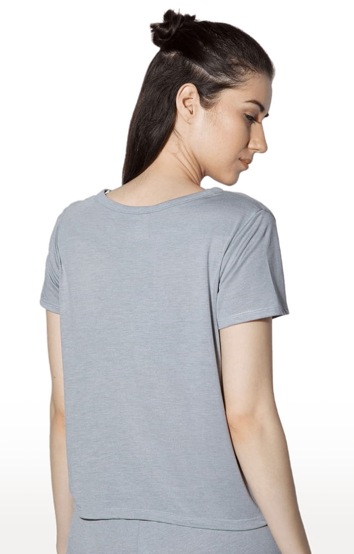 SilverTraq | Women's Grey Melange Viscose Melange Activewear T-Shirt 2