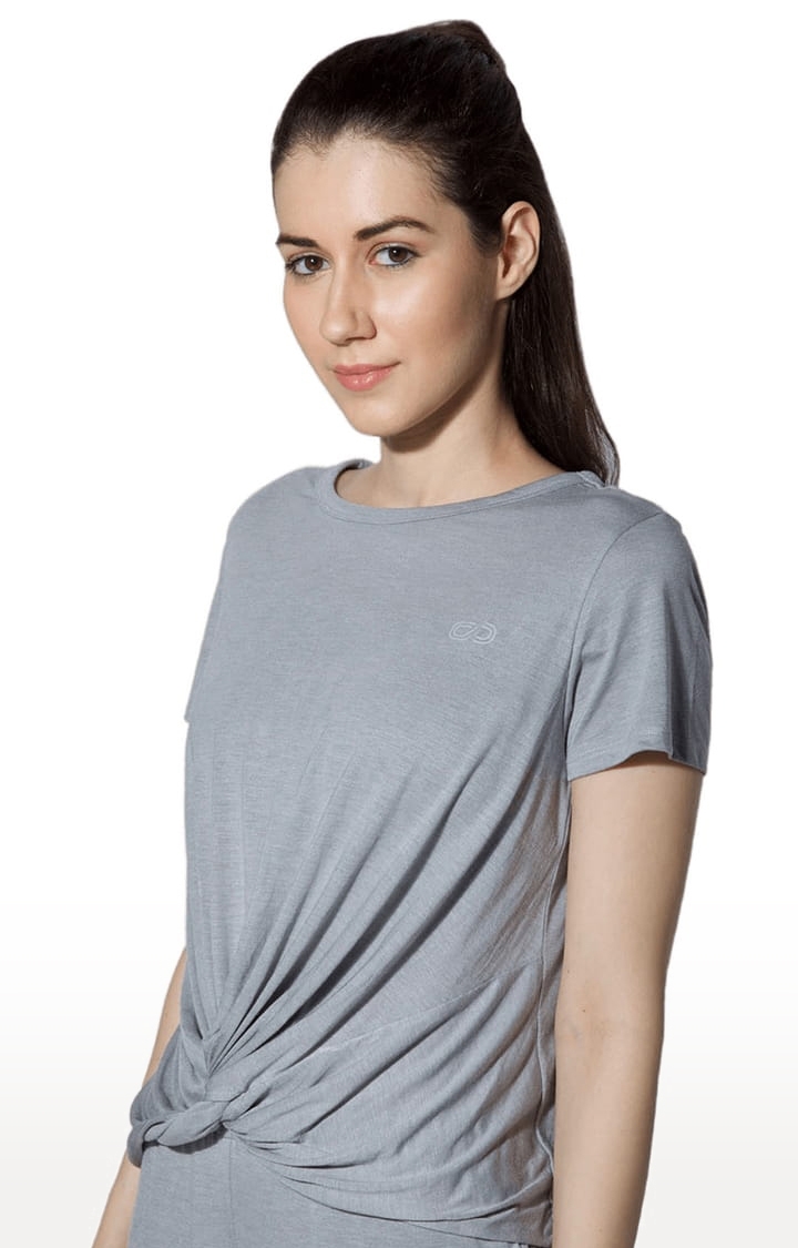 SilverTraq | Women's Grey Melange Viscose Melange Activewear T-Shirt 1