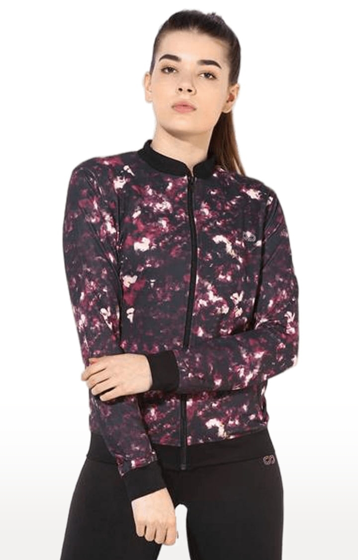 Printed Collared Cotton Women's Active Wear Jacket