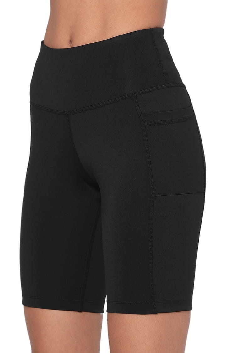 SilverTraq | Women's Black Polyester Activewear Shorts 4