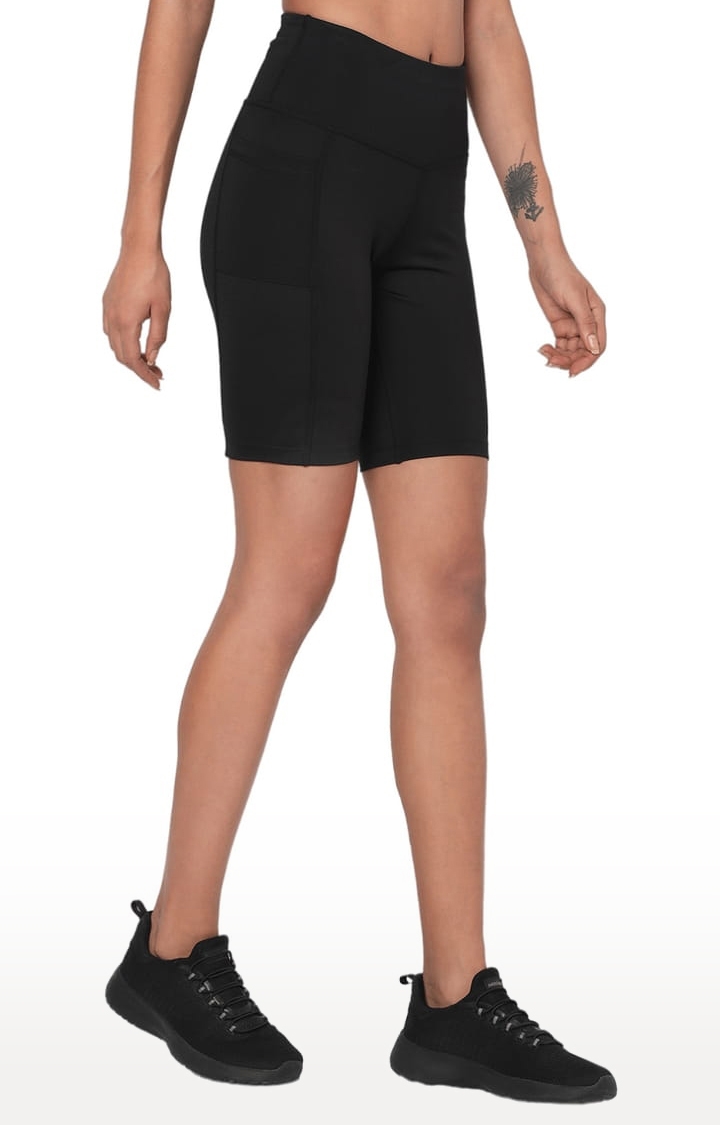 SilverTraq | Women's Black Polyester Activewear Shorts 2