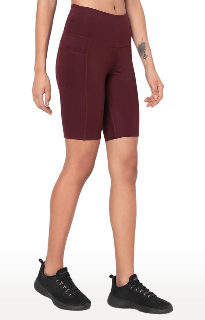 SilverTraq | Women's Red Polyester Activewear Shorts 2