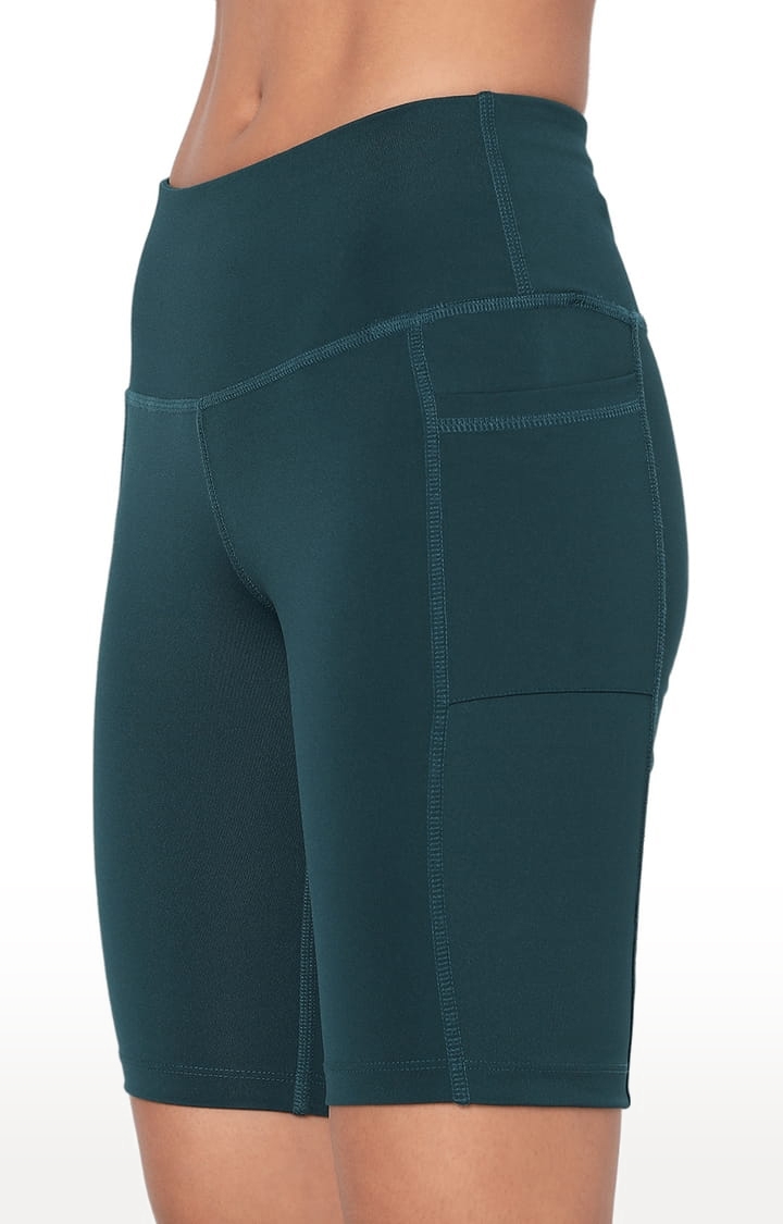 SilverTraq | Women's Green Polyester Activewear Shorts 4