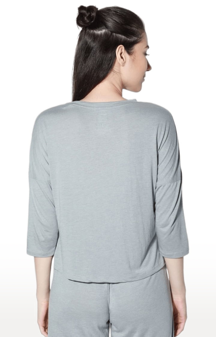 SilverTraq | Women's Grey Melange Viscose Solid Activewear T-Shirt 4