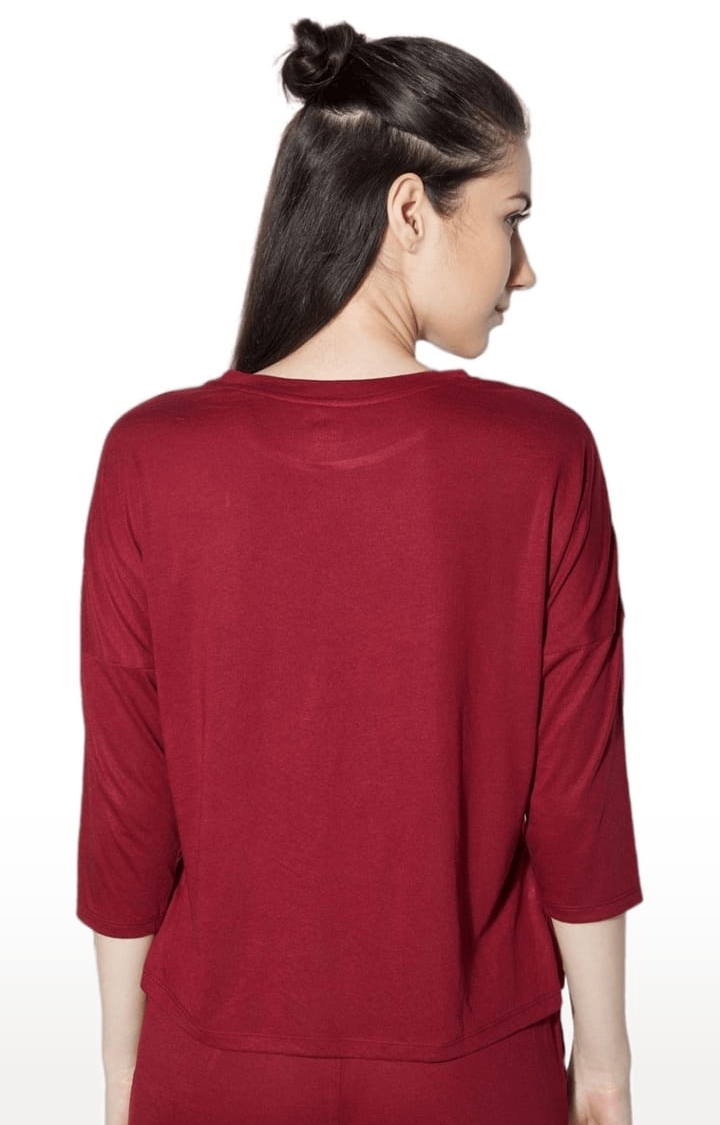 SilverTraq | Women's Tawny Port Viscose Solid Activewear T-Shirt 3
