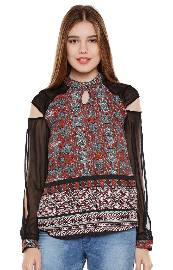 Multicolor Printed Long Sleeve Top