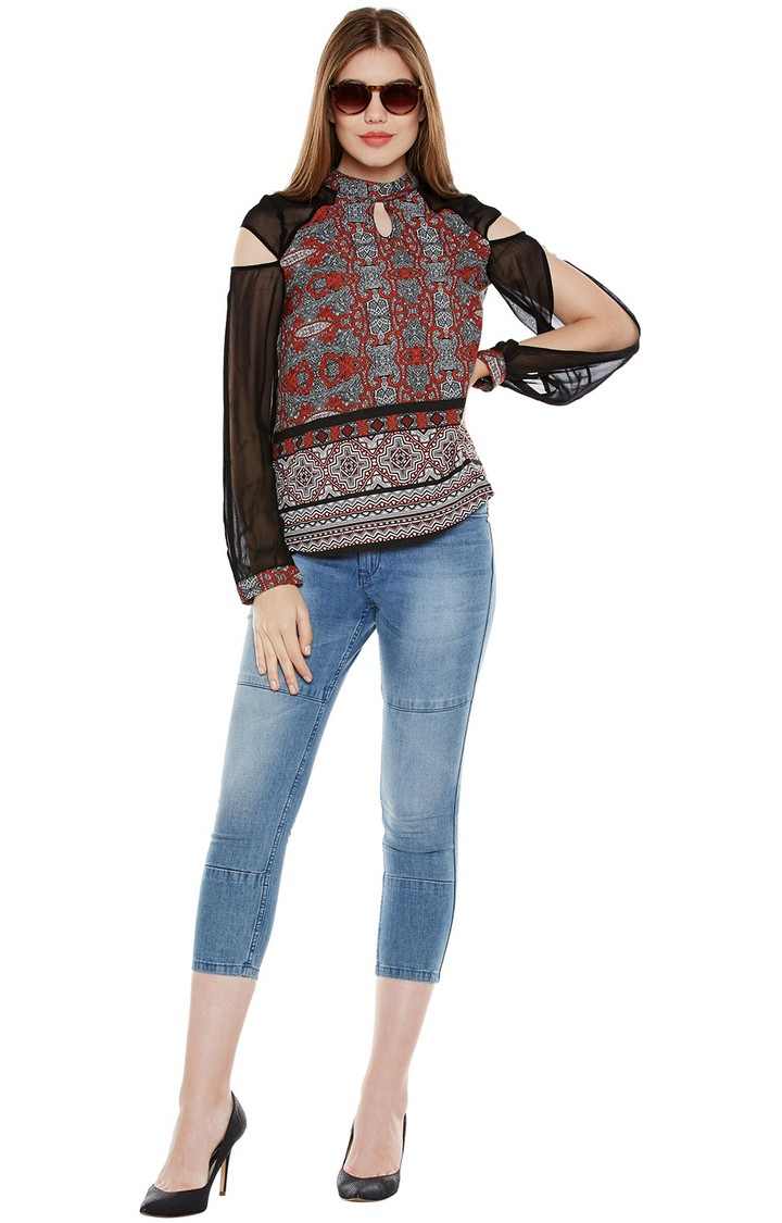Multicolor Printed Long Sleeve Top