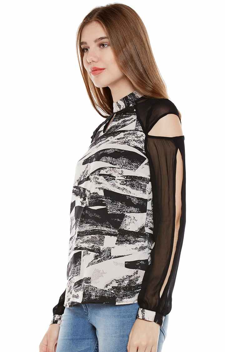 Multicolor Abstract Print Long Sleeve Top