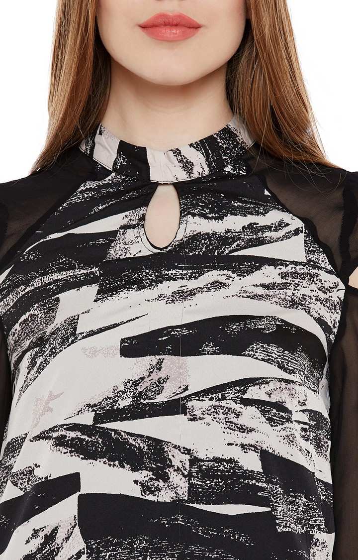 Multicolor Abstract Print Long Sleeve Top
