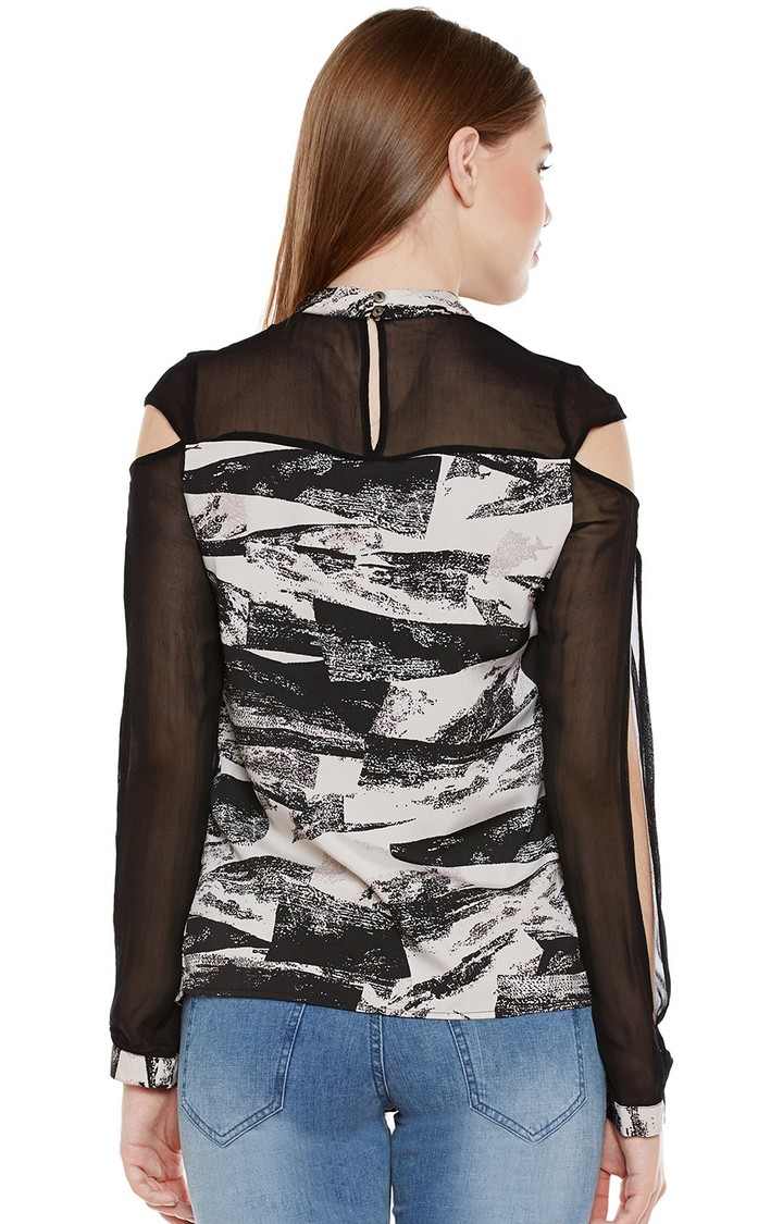 Multicolor Abstract Print Long Sleeve Top