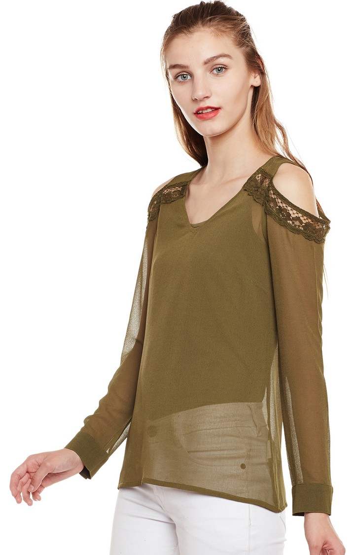 Cold-Shoulder Sheer Top