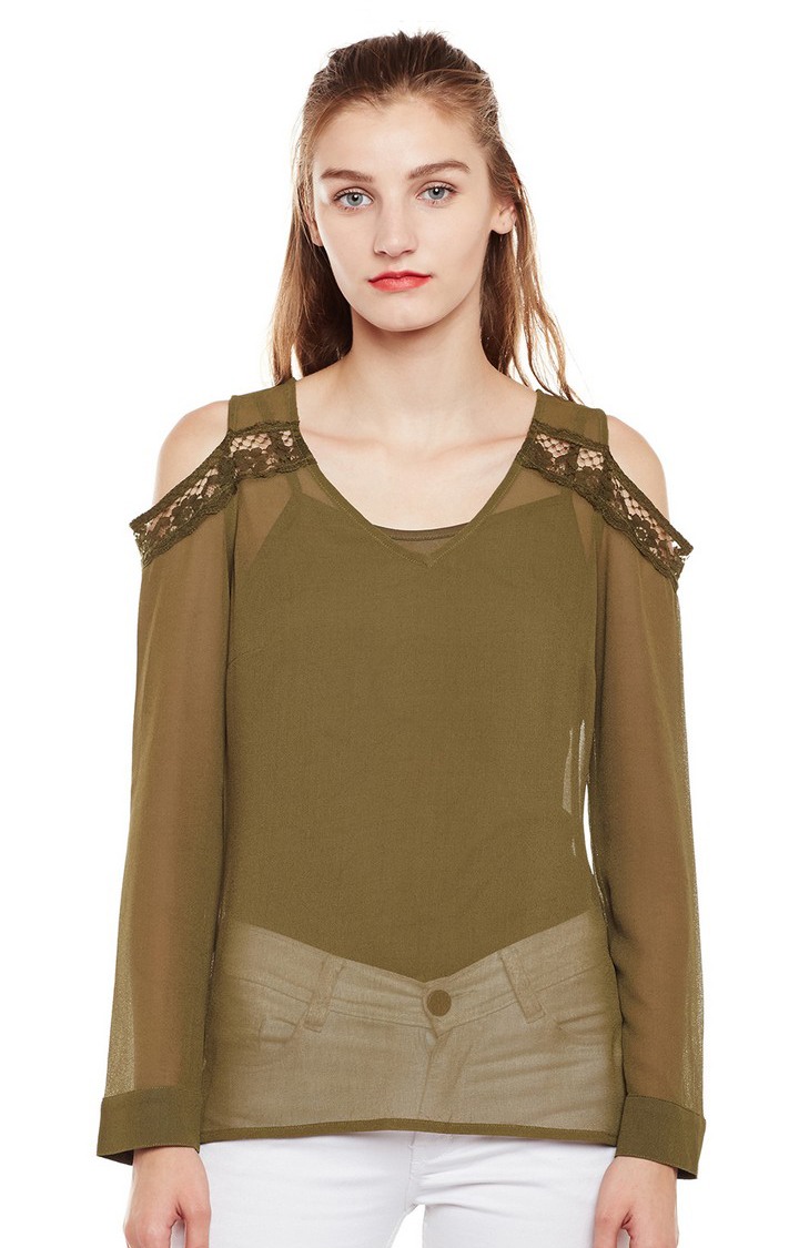Cold-Shoulder Sheer Top