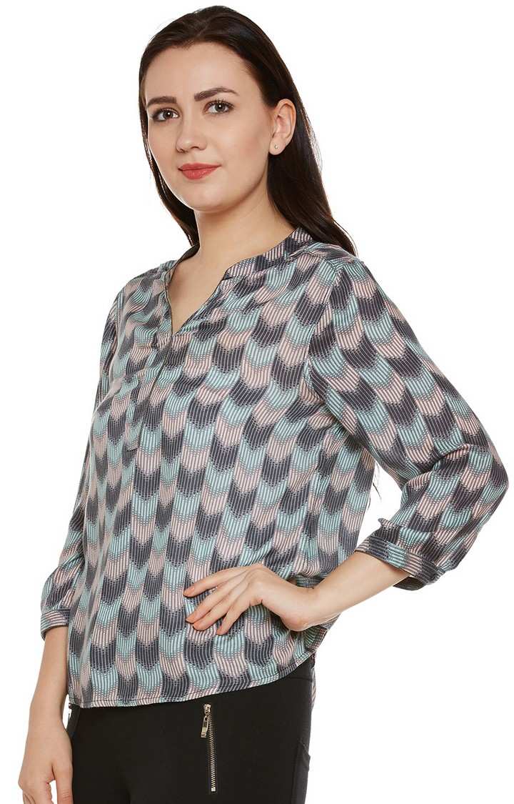 Multicolor Printed V-Neck Top
