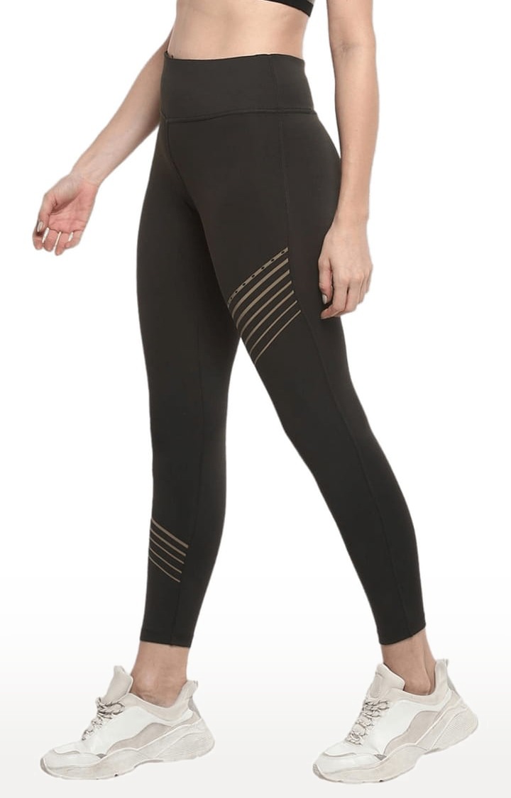 Women's Black Polyester Activewear Legging