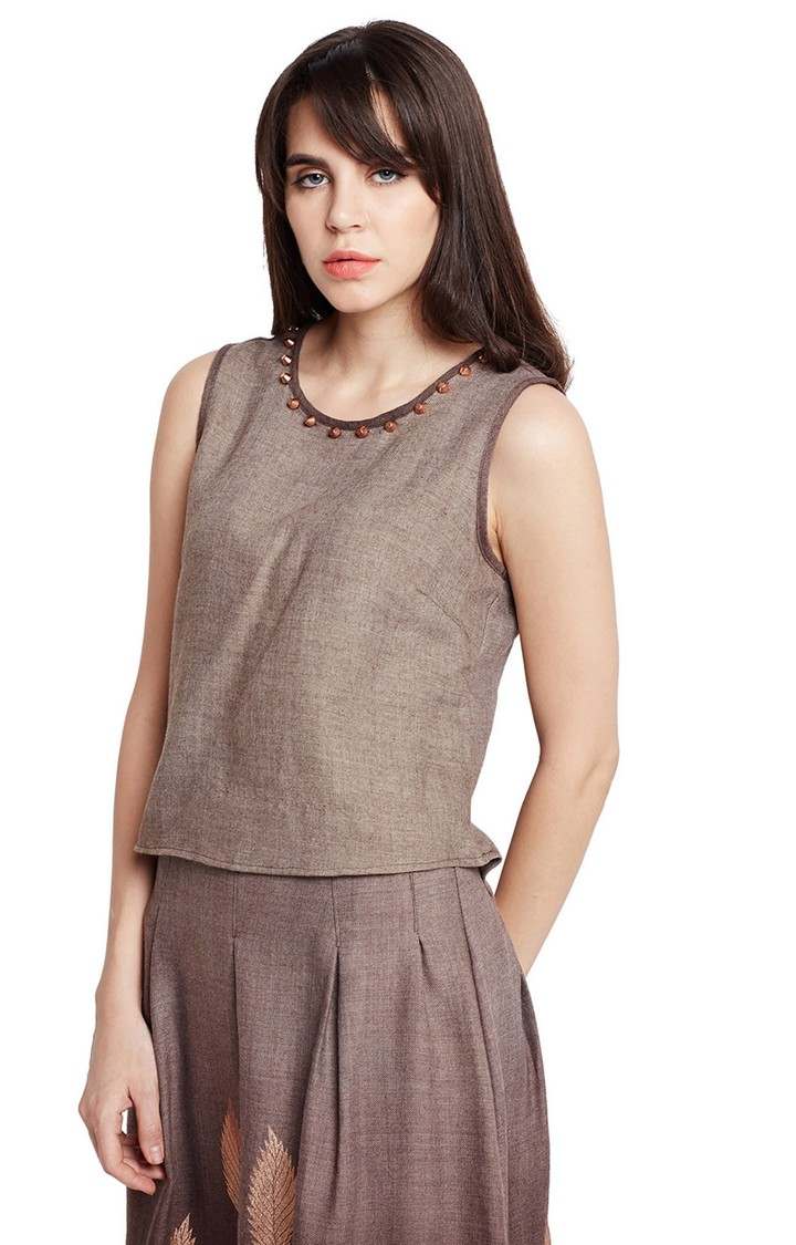 Woolen Neck Beads Top