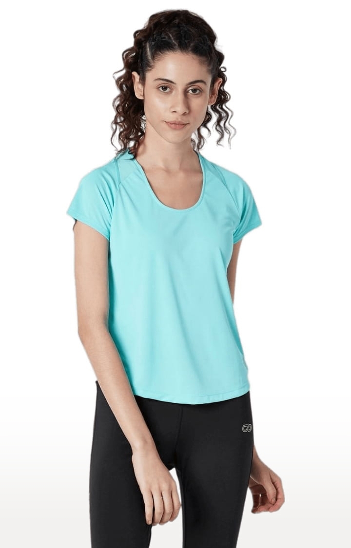 SilverTraq | Women's Blue Polyester Solid Activewear Top
