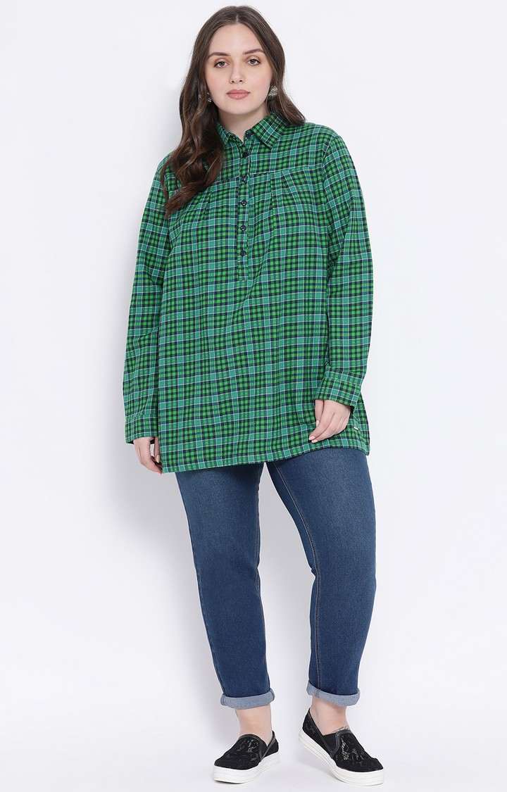 Forest Plaid Brushed Check Plus Size Top