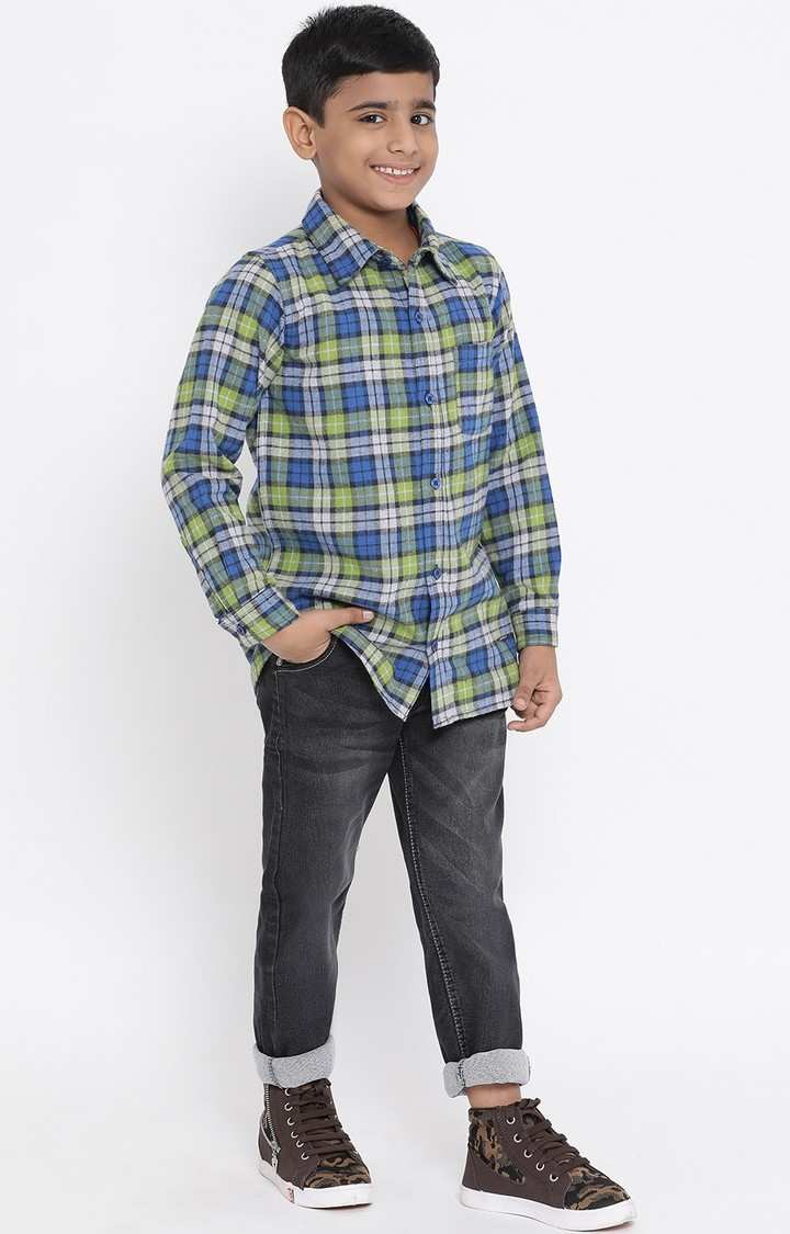 Plaid Marine Fun Boy’S Brushed Check Shirt