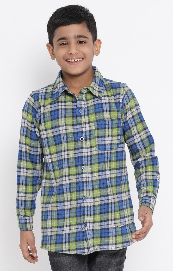 Plaid Marine Fun Boy’S Brushed Check Shirt
