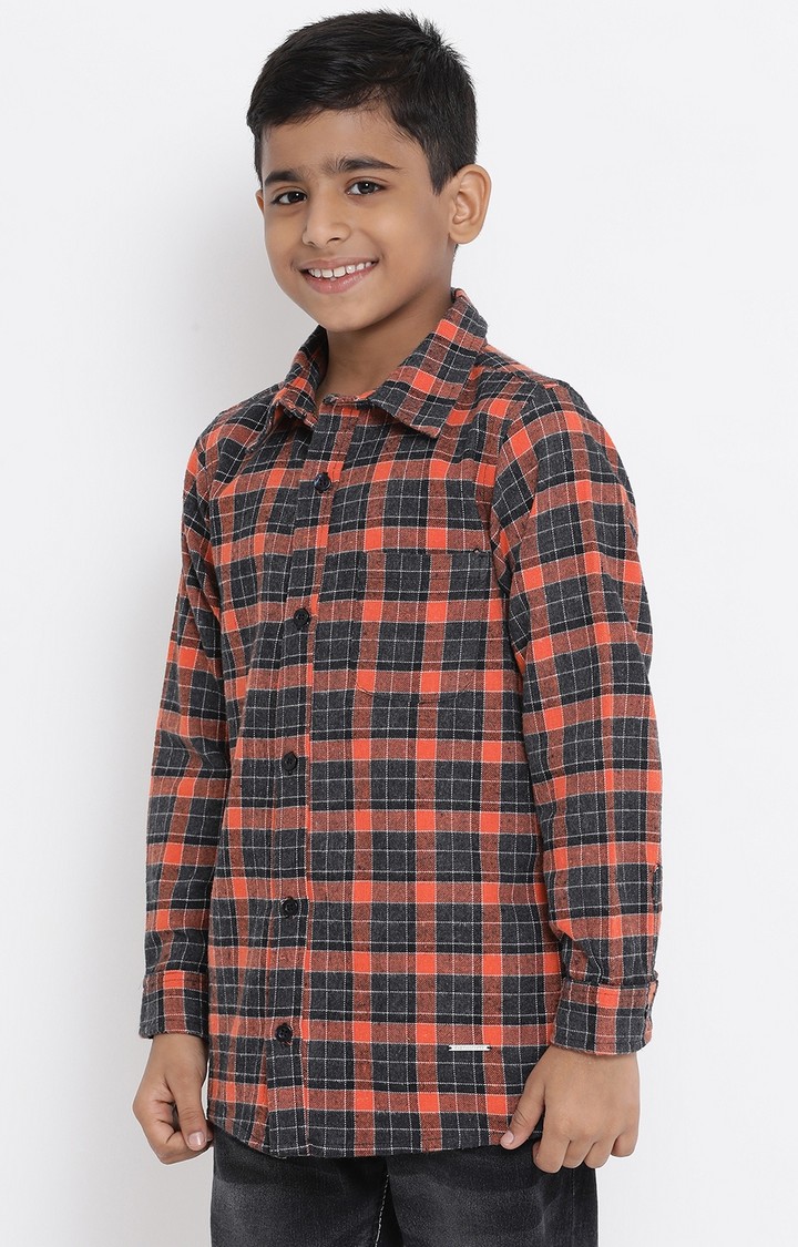 Orange Plaid Fun Boy’s Brushed Check Shirt