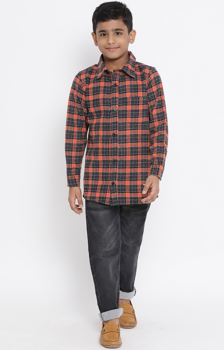 Orange Plaid Fun Boy’s Brushed Check Shirt