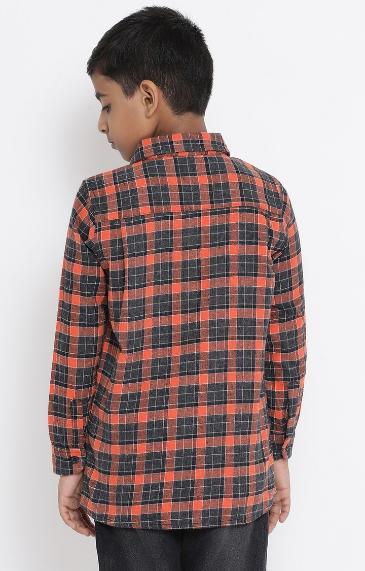 Orange Plaid Fun Boy’s Brushed Check Shirt