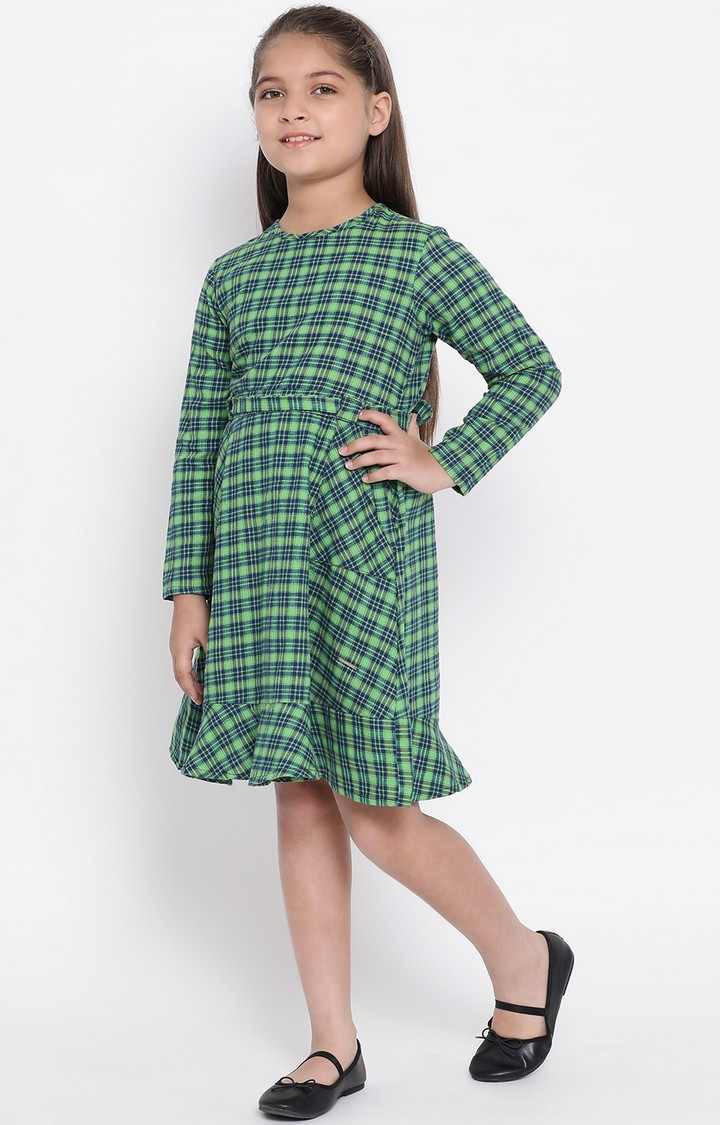 Forest Plaid A-Line Girl’S Brushed Check Dress