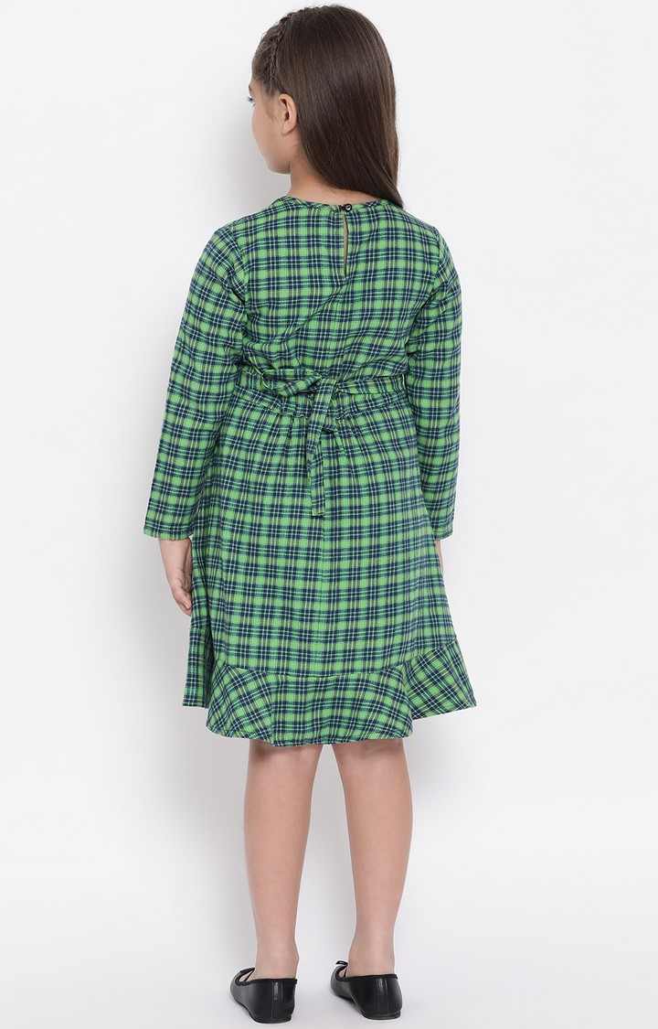Forest Plaid A-Line Girl’S Brushed Check Dress